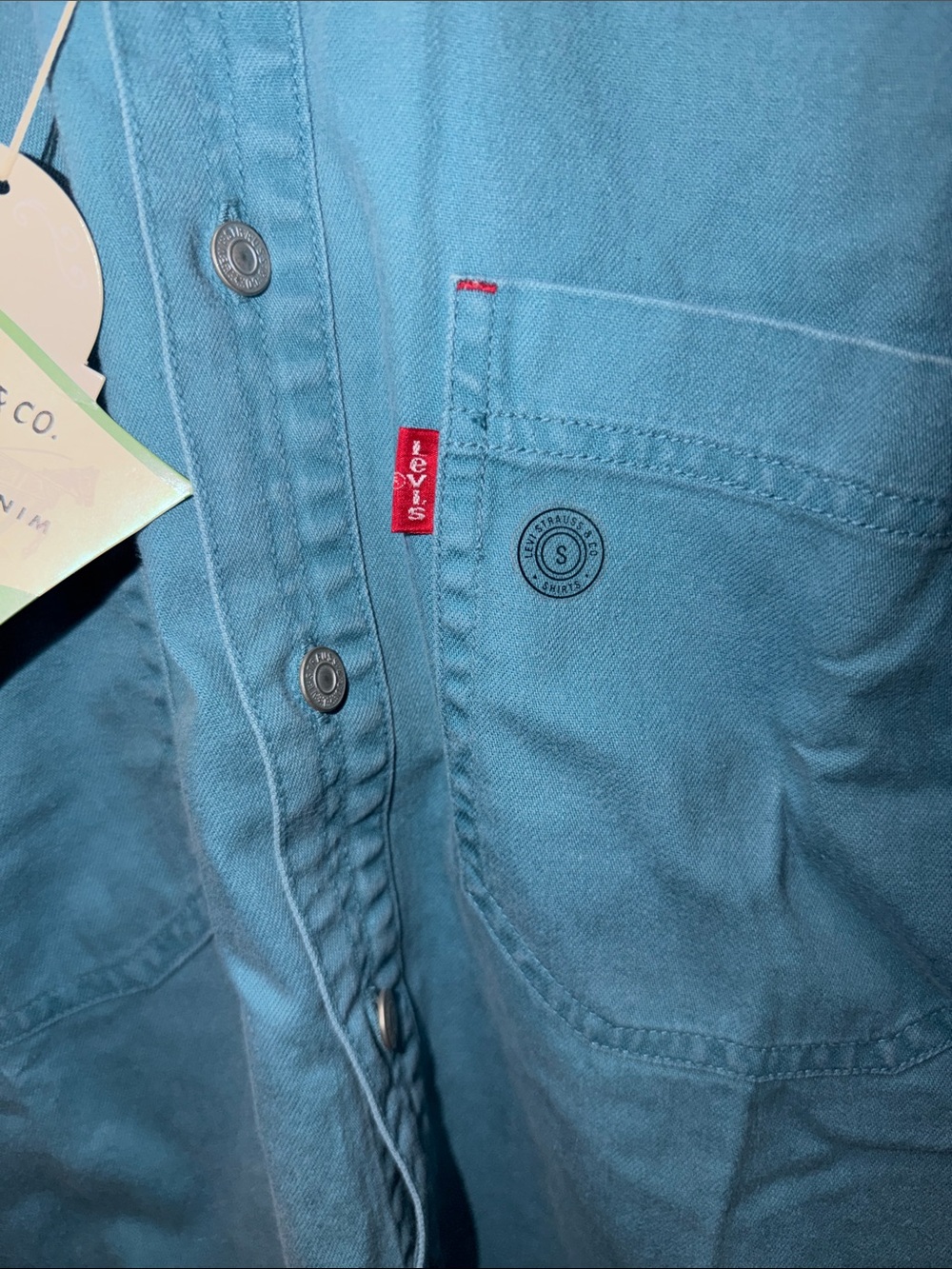 NWT Y2K Levi's Teal Lightweight Button-Up Shirt Jacket Size S 31x24 - Picture 4 of 8